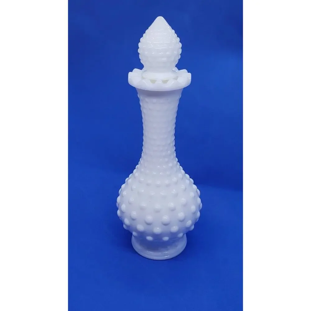 Vintage Perfume Bottle Milk Glass Hobnail Bud Vase Roses Collectible Empty Avon
